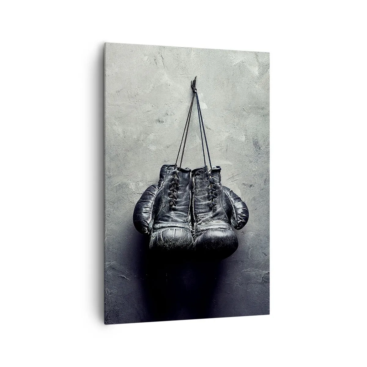 Cuadro sobre lienzo - Impresión de Imagen - Guantes de boxeo viejos contra la pared - 80x120cm - Tiempo de lucha y tiempo de paz - Decoración de pared moderna para salón y dormitorio ARTTOR