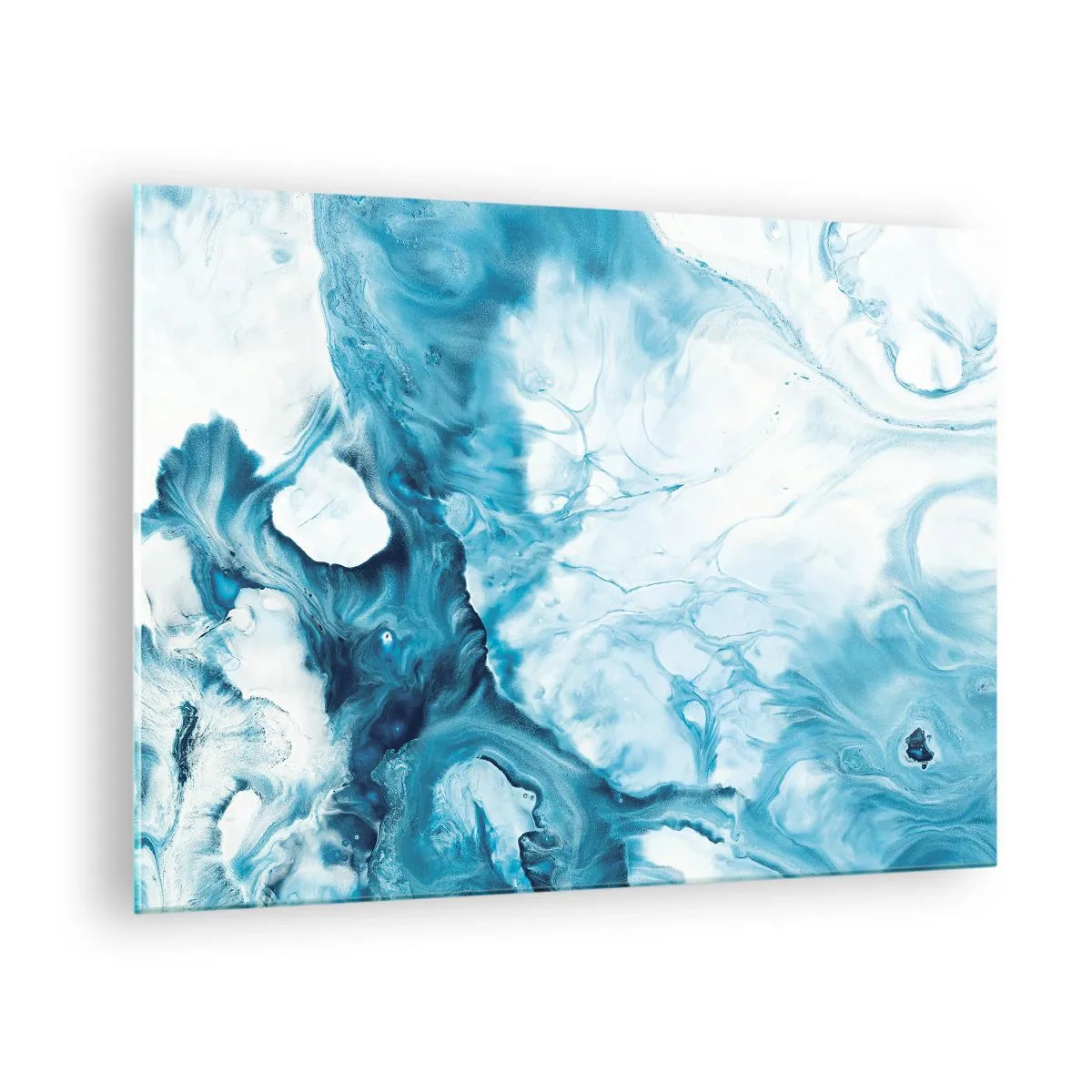 Cuadro sobre vidrio - Impresiones sobre Vidrio - Composición abstracta en tonos azules y blancos. - 70x50cm - Un concierto azul - Decoración de pared moderna para salón y dormitorio ARTTOR
