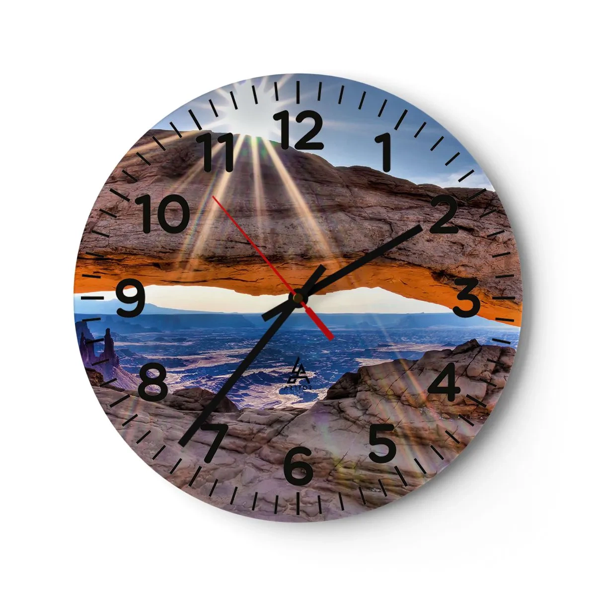 Reloj de pared - Reloj de vidrio - A través de la puerta de la roca - 40x40 cm