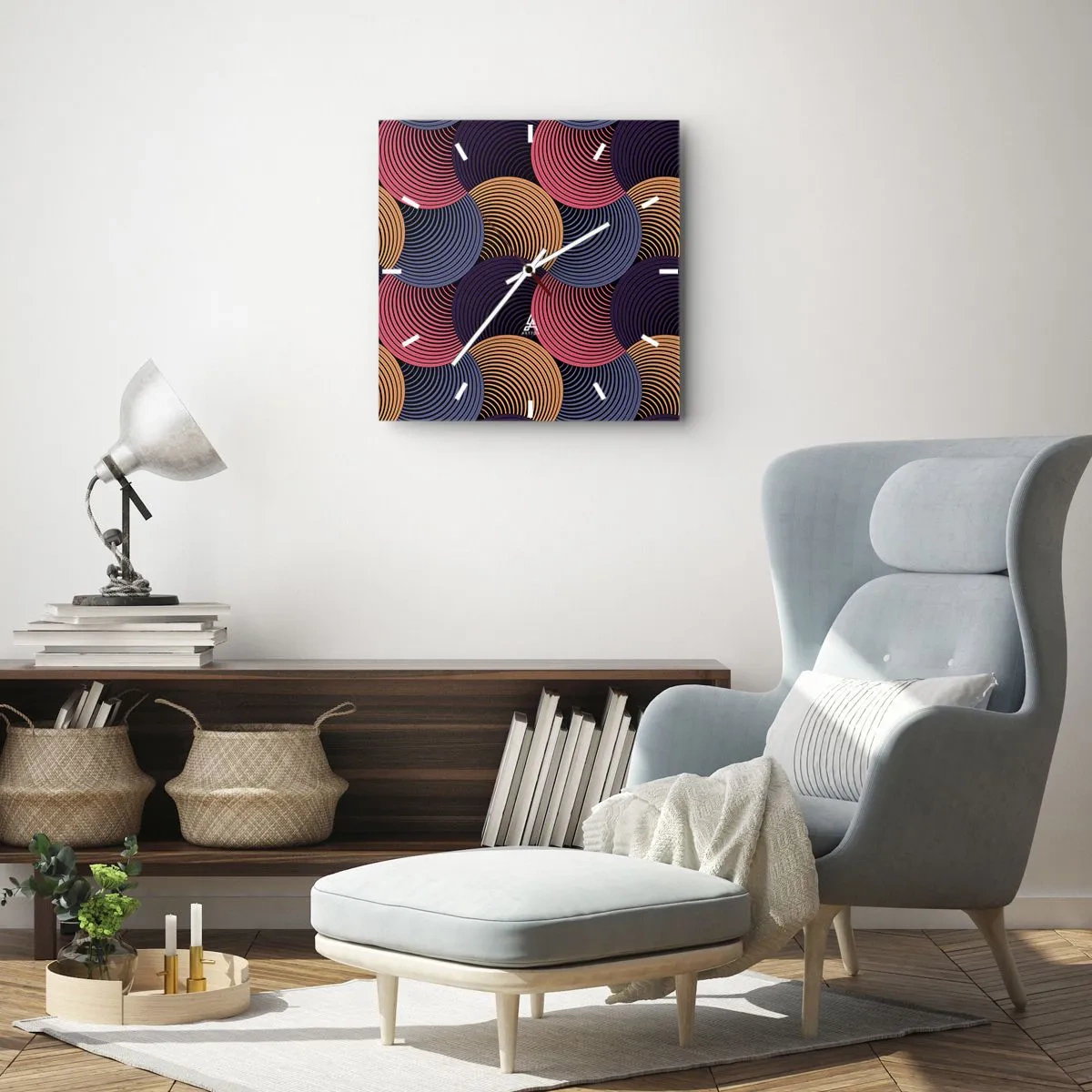 Reloj de pared - Reloj de vidrio - En un ritmo circular - 40x40 cm