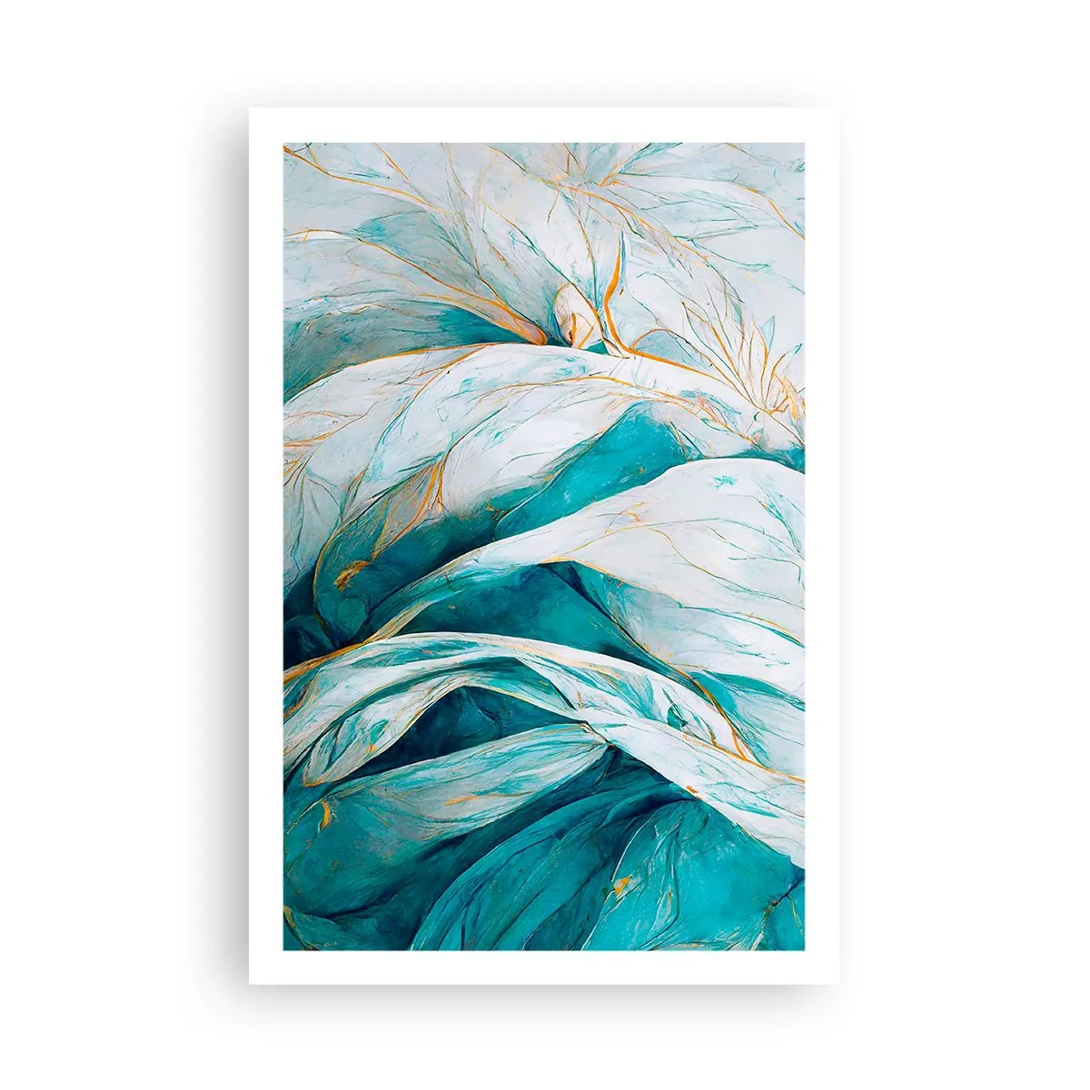 Póster - Abstracción azul con motivos dorados - 61x91 cm