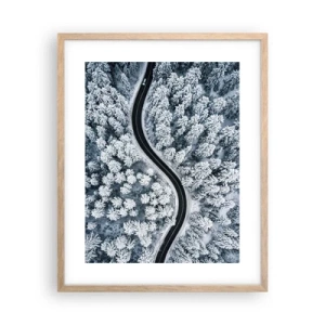 Póster en marco roble claro - A través de un bosque invernal - 40x50 cm