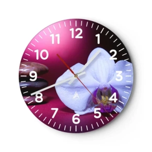 Reloj de pared - Reloj de vidrio - Estudio de frescura en violeta - 40x40 cm