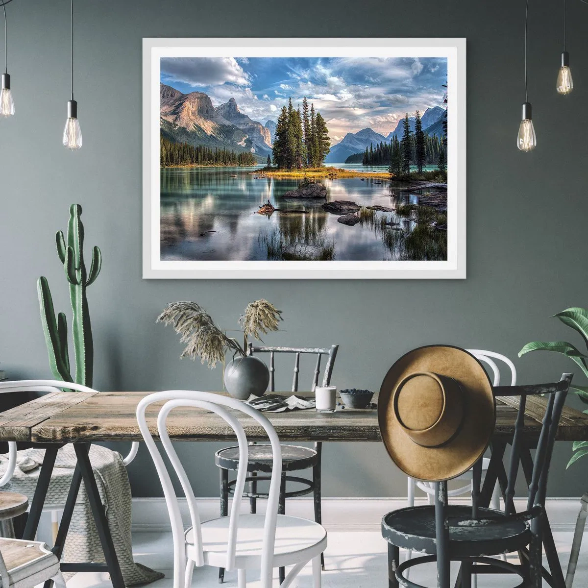 Póster en marco blanco - Sobre el agua cristalina... - 50x40 cm