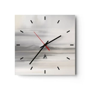 Reloj de pared - Reloj de vidrio - Un paisaje sutil en tonos grises y beige. - 30x30cm - Una distancia reflexiva - Decoración de pared moderna para salón y dormitorio ARTTOR