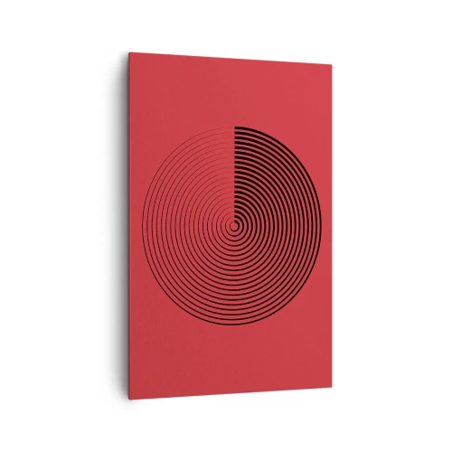 Cuadro sobre lienzo - Impresión de Imagen - Círculos concéntricos sobre fondo rojo - 80x120cm - Movimiento circular - Decoración de pared moderna para salón y dormitorio ARTTOR