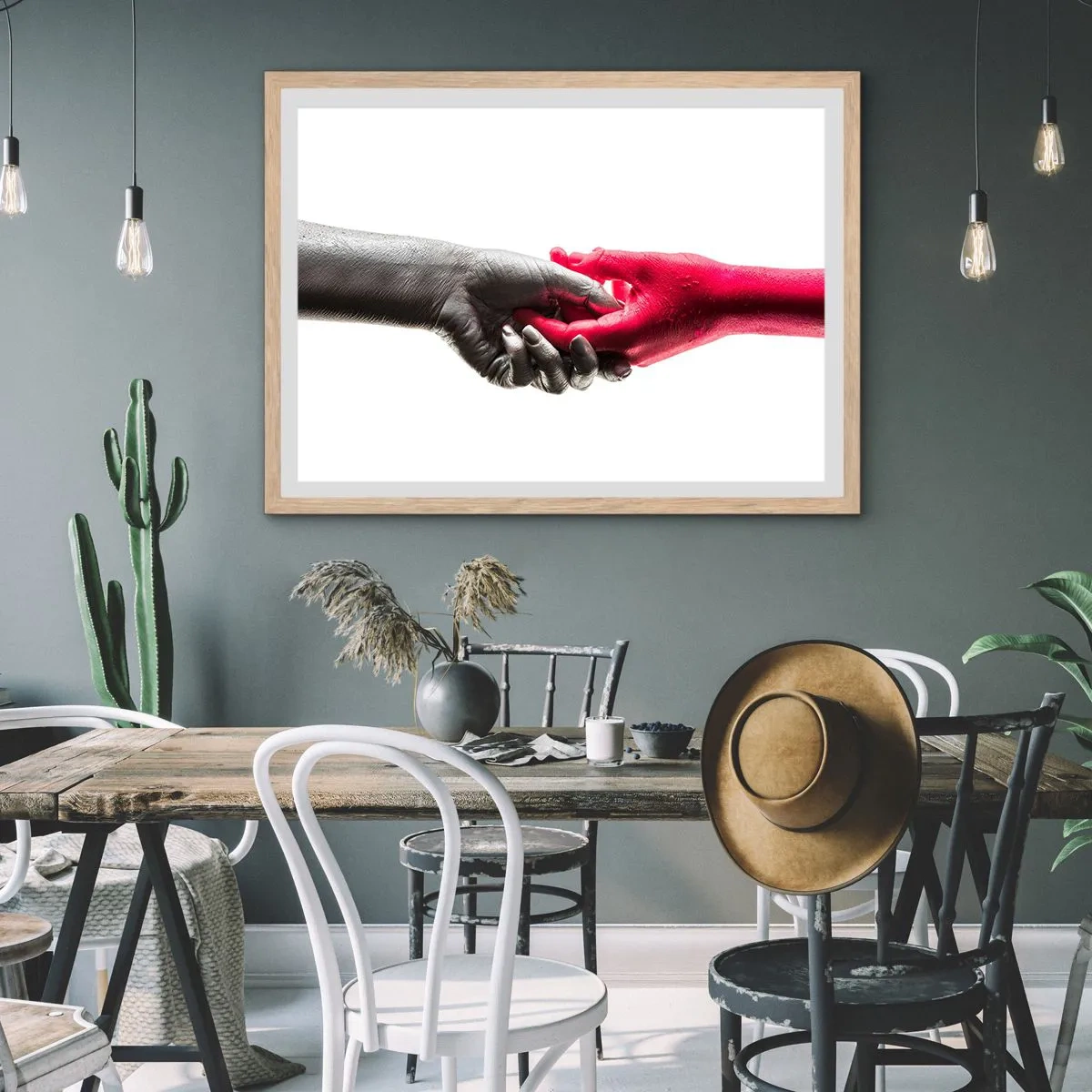 Póster en marco roble claro - Juntos, aunque diferentes - 50x40 cm