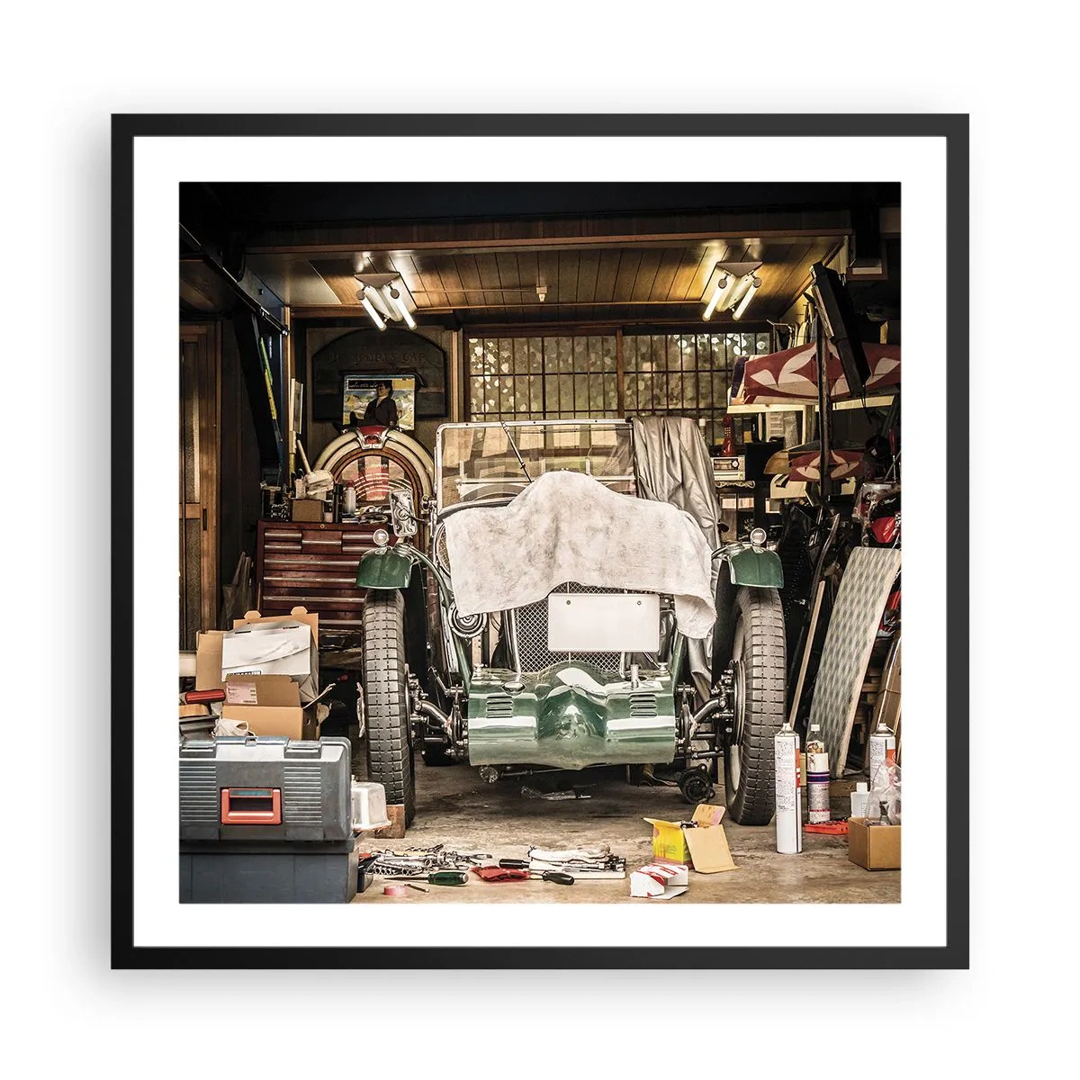 Póster en marco negro - Volver al pasado - 60x60 cm