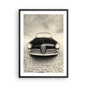 Póster en marco negro - El frente de un coche clásico en una calle adoquinada - 50x70cm - ¿Y cómo no quererme? - Decoración de pared moderna para salón y dormitorio ARTTOR