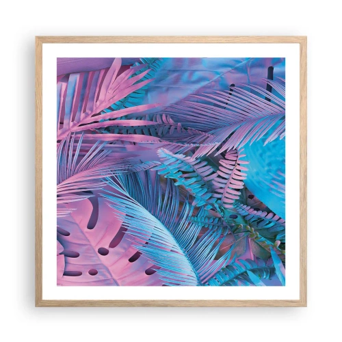 Póster en marco roble claro - Trópicos en rosa y azul - 60x60 cm