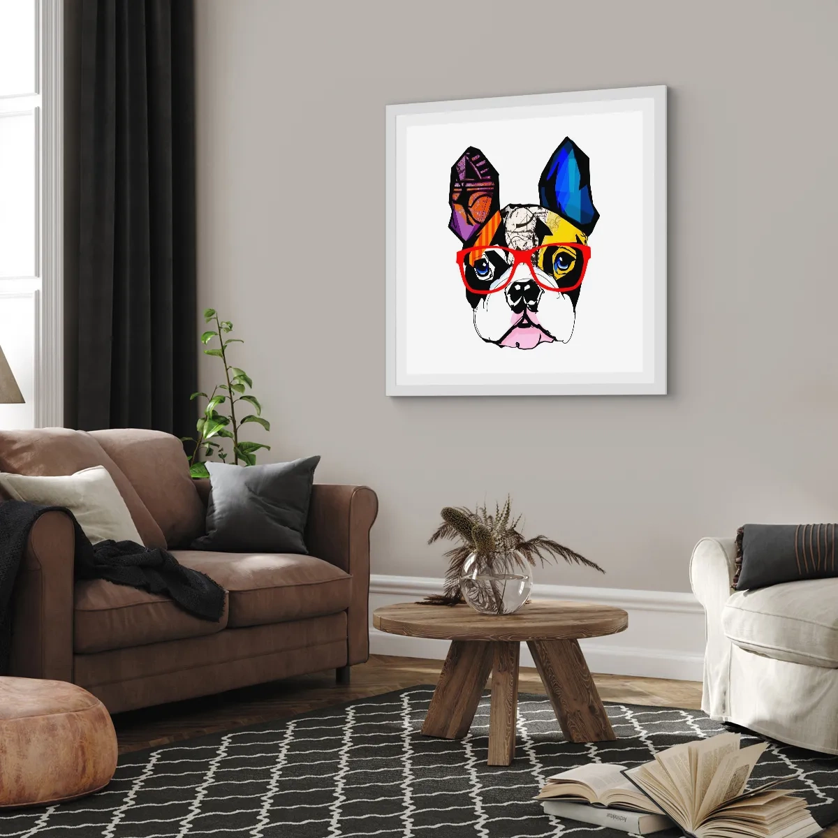 Póster en marco blanco - El intelectual - 60x60 cm