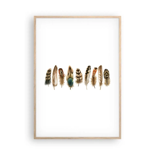 Póster en marco roble claro - Estudio de plumas - 70x100 cm