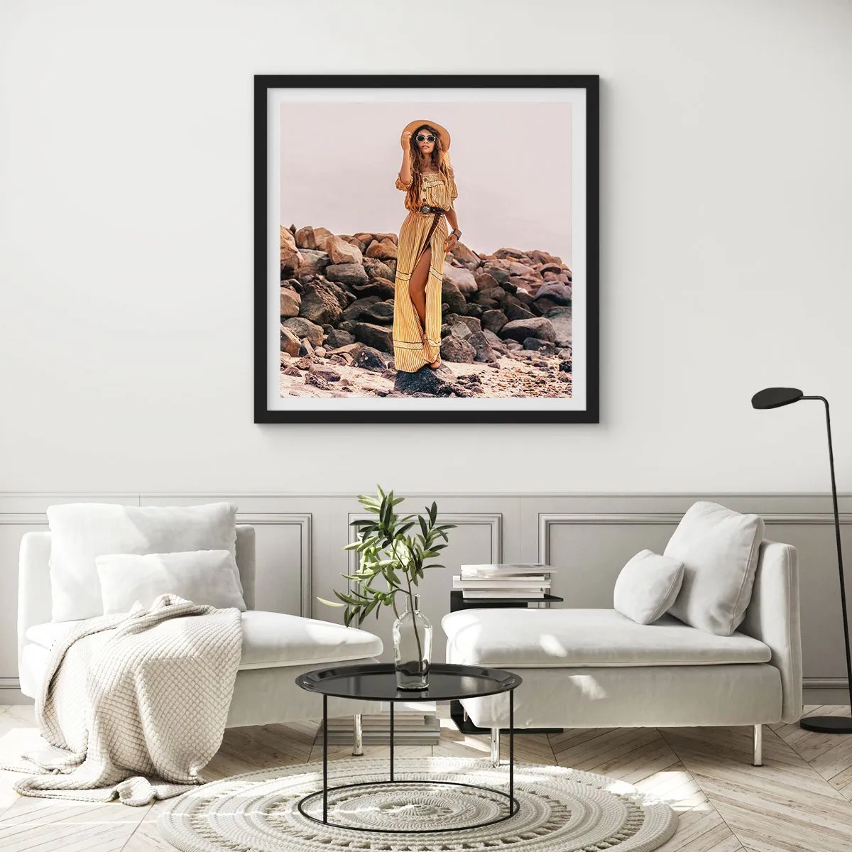 Póster en marco negro - La magia de las piedras - 60x60 cm