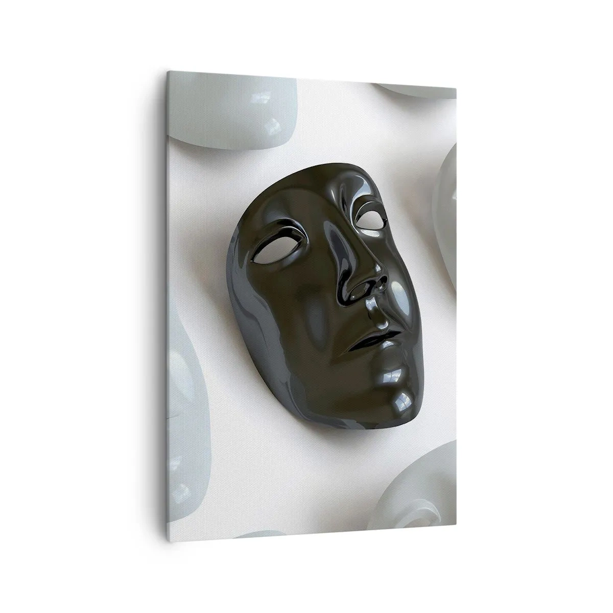 Cuadro sobre lienzo - Impresión de Imagen - Máscaras en blanco y negro sobre un fondo claro - 70x100cm - ¿Cómo destacar? - Decoración de pared moderna para salón y dormitorio ARTTOR