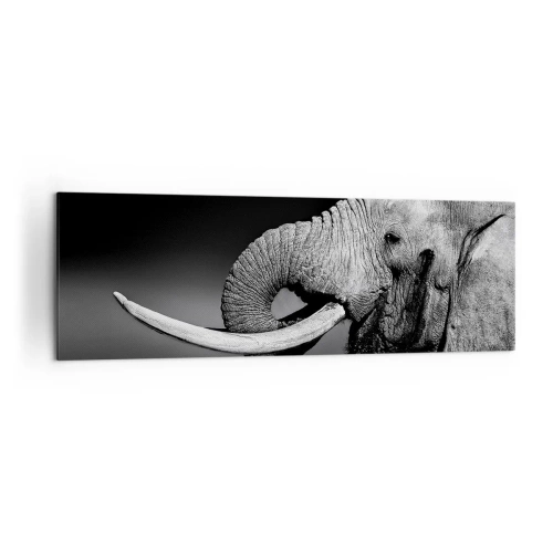 Cuadro sobre lienzo - Impresión de Imagen - Retrato en blanco y negro de un elefante de perfil. - 160x50cm - Majestuoso - Decoración de pared moderna para salón y dormitorio ARTTOR