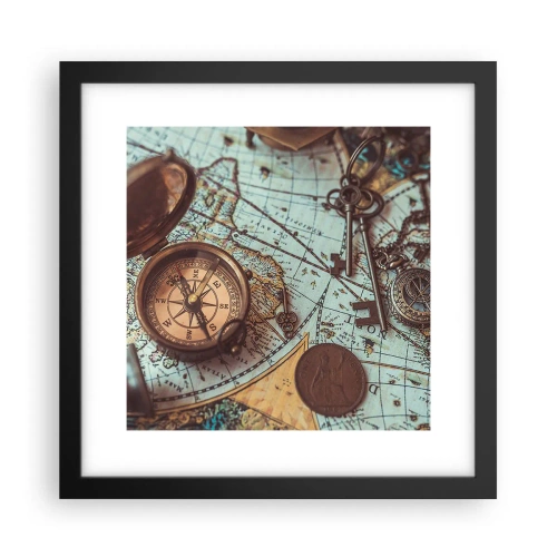 Póster en marco negro - Para el aventurero - 30x30 cm