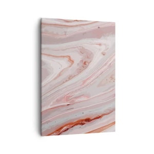 Cuadro sobre lienzo - Impresión de Imagen - Ondas abstractas en delicados tonos rosa y beige. - 50x70cm - Rosa líquido - Decoración de pared moderna para salón y dormitorio ARTTOR