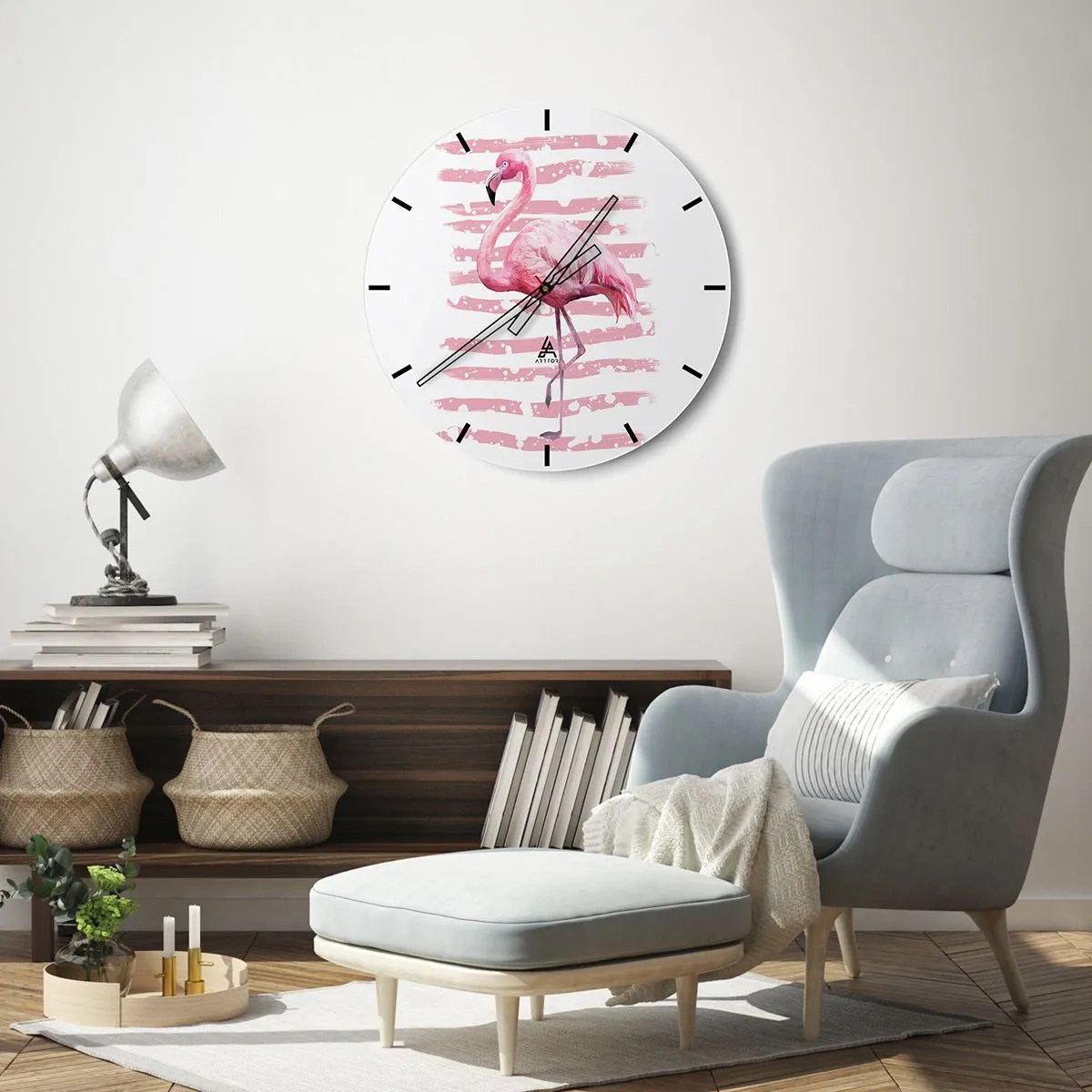 Reloj de pared - Reloj de vidrio - Flamenco veraniego - 40x40 cm