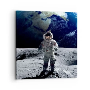 Cuadro sobre lienzo - Impresión de Imagen - Saludos desde la Luna - 70x70 cm