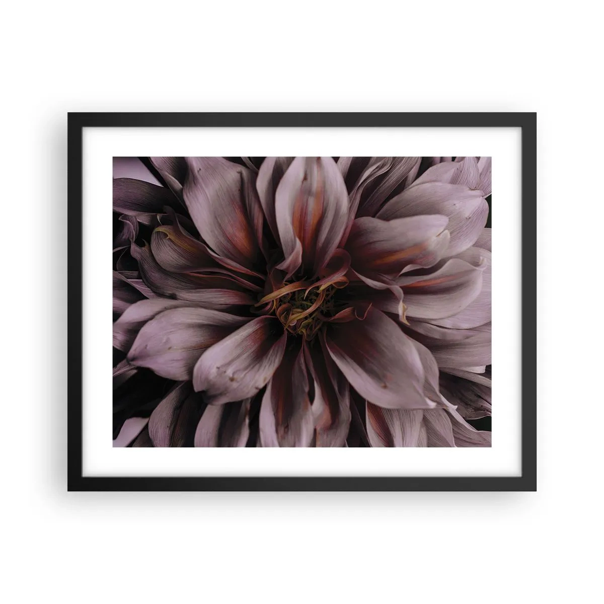 Póster en marco negro - Corazón floral - 50x40 cm