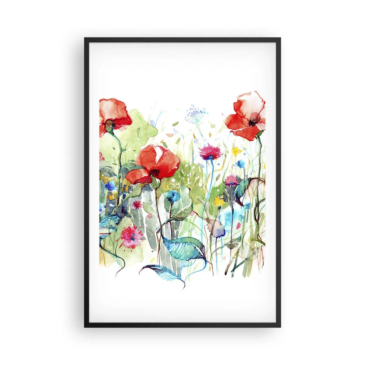 Póster en marco negro - Un prado en flor en mayo - 61x91 cm