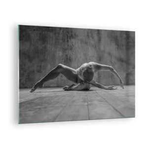 Cuadro sobre vidrio - Impresiones sobre Vidrio - Bailarina en pose en el suelo. - 70x50cm - Simetría encontrada - Decoración de pared moderna para salón y dormitorio ARTTOR