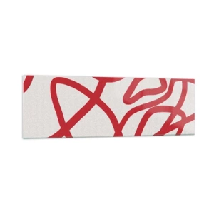 Cuadro sobre vidrio - Impresiones sobre Vidrio - Líneas abstractas rojas sobre un fondo blanco - 160x50cm - Rojo sobre blanco - Decoración de pared moderna para salón y dormitorio ARTTOR