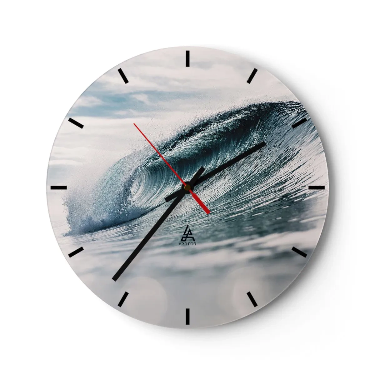 Reloj de pared - Reloj de vidrio - Una ola oceánica dinámica capturada en movimiento. - 30x30cm - La cima del océano - Decoración de pared moderna para salón, cocina y dormitorio ARTTOR