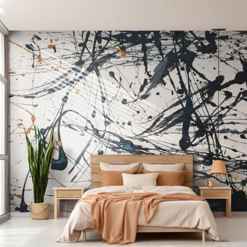 Fotomural Premium Sand - Manchas y líneas abstractas - 100x70cm - ¿Con o sin sentido? - Decoración de pared moderna para salón y dormitorio ARTTOR