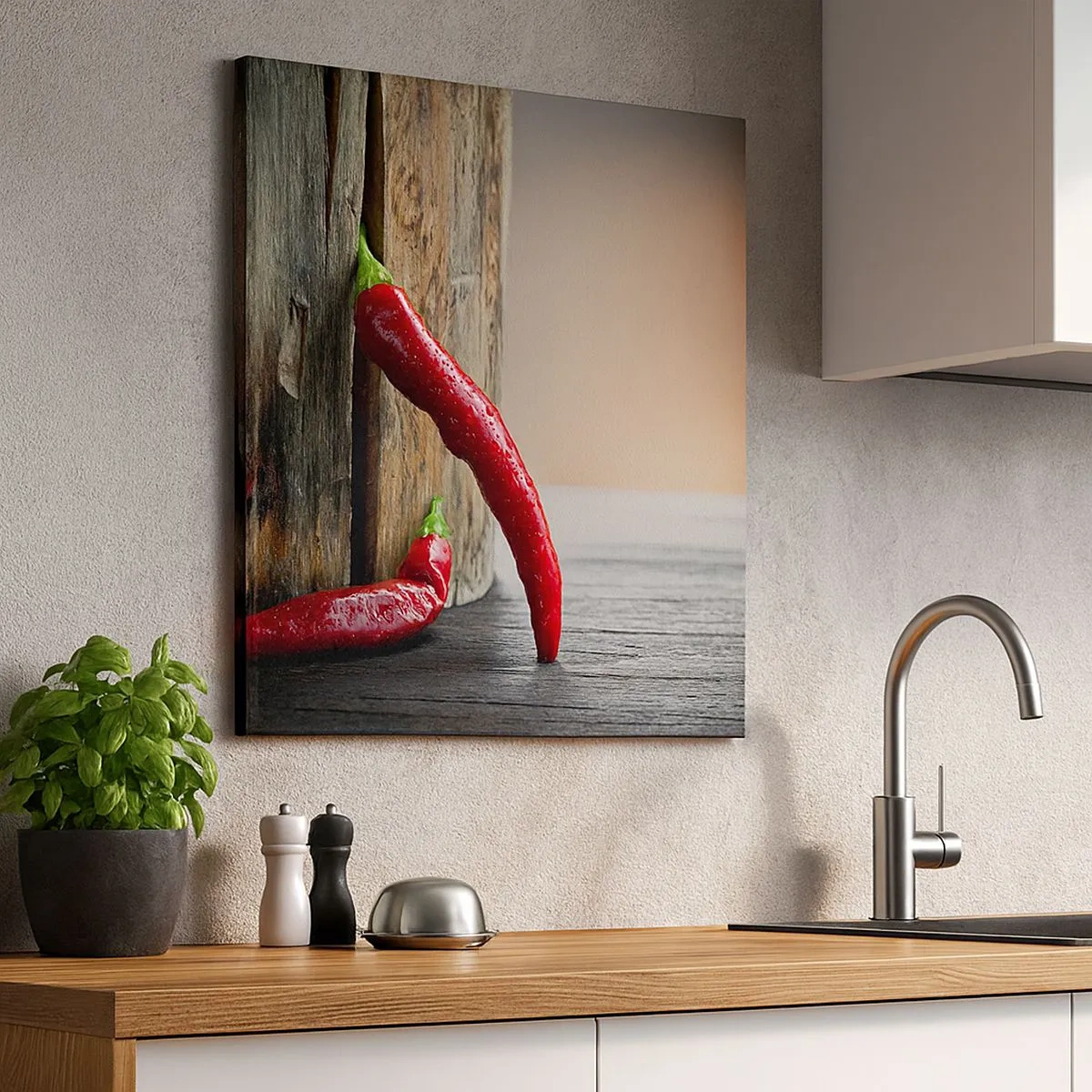 Cuadro sobre lienzo - Impresión de Imagen - Pimientos rojos picantes - 30x30 cm