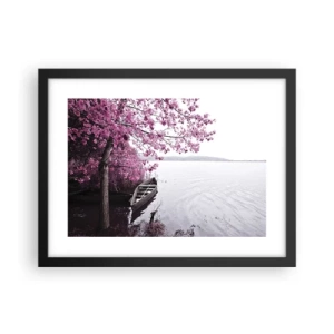 Póster en marco negro - En el silencio rosa - 40x30 cm