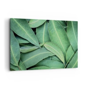 Cuadro sobre lienzo - Impresión de Imagen - Primer plano de hojas verdes que crean un patrón natural. - 100x70cm - Jugosidad y frescura - Decoración de pared moderna para salón y dormitorio ARTTOR