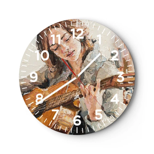 Reloj de pared - Reloj de vidrio - Concierto de guitarra y corazón joven - 30x30 cm