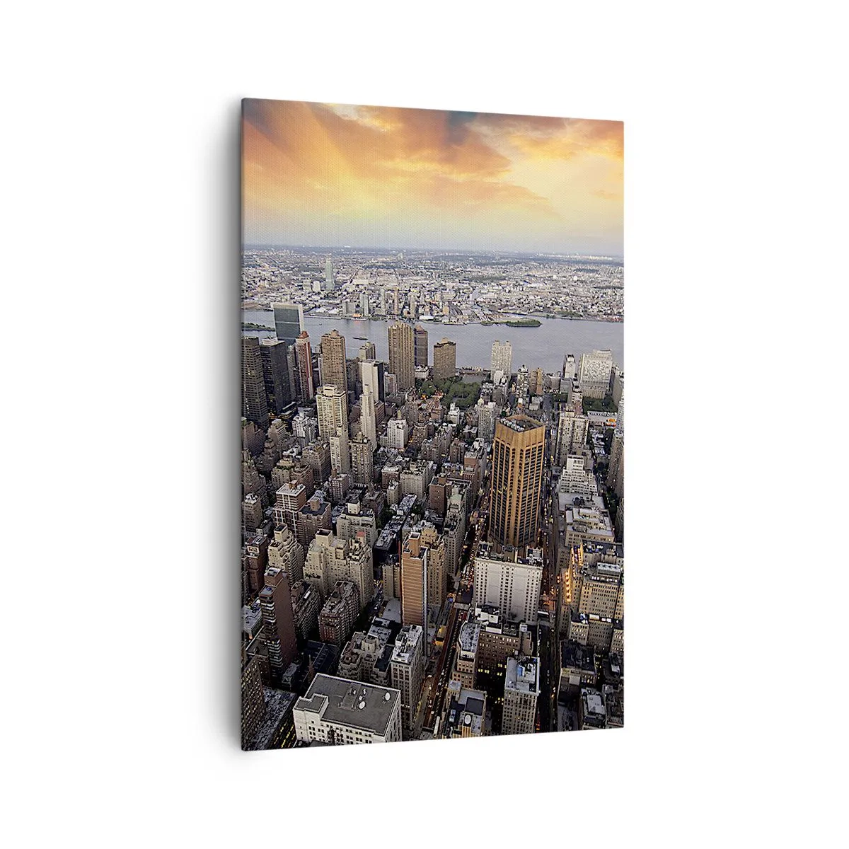 Cuadro sobre lienzo - Impresión de Imagen - Vista de la metrópoli con la puesta de sol - 80x120cm - El corazón palpitante de nuestro tiempo - Decoración de pared moderna para salón y dormitorio ARTTOR