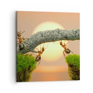 Cuadro sobre lienzo - Impresión de Imagen - Trabajar juntos con alegría - 70x70 cm