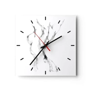 Reloj de pared - Reloj de vidrio - Líneas delicadas y abstractas que se asemejan a estelas de humo sobre un fondo claro. - 30x30cm - Hermosa y fuerte - Decoración de pared moderna para salón y dormitorio ARTTOR