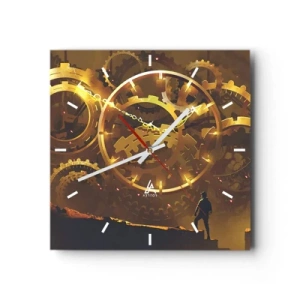 Reloj de pared - Reloj de vidrio - En la fuente del tiempo - 40x40 cm