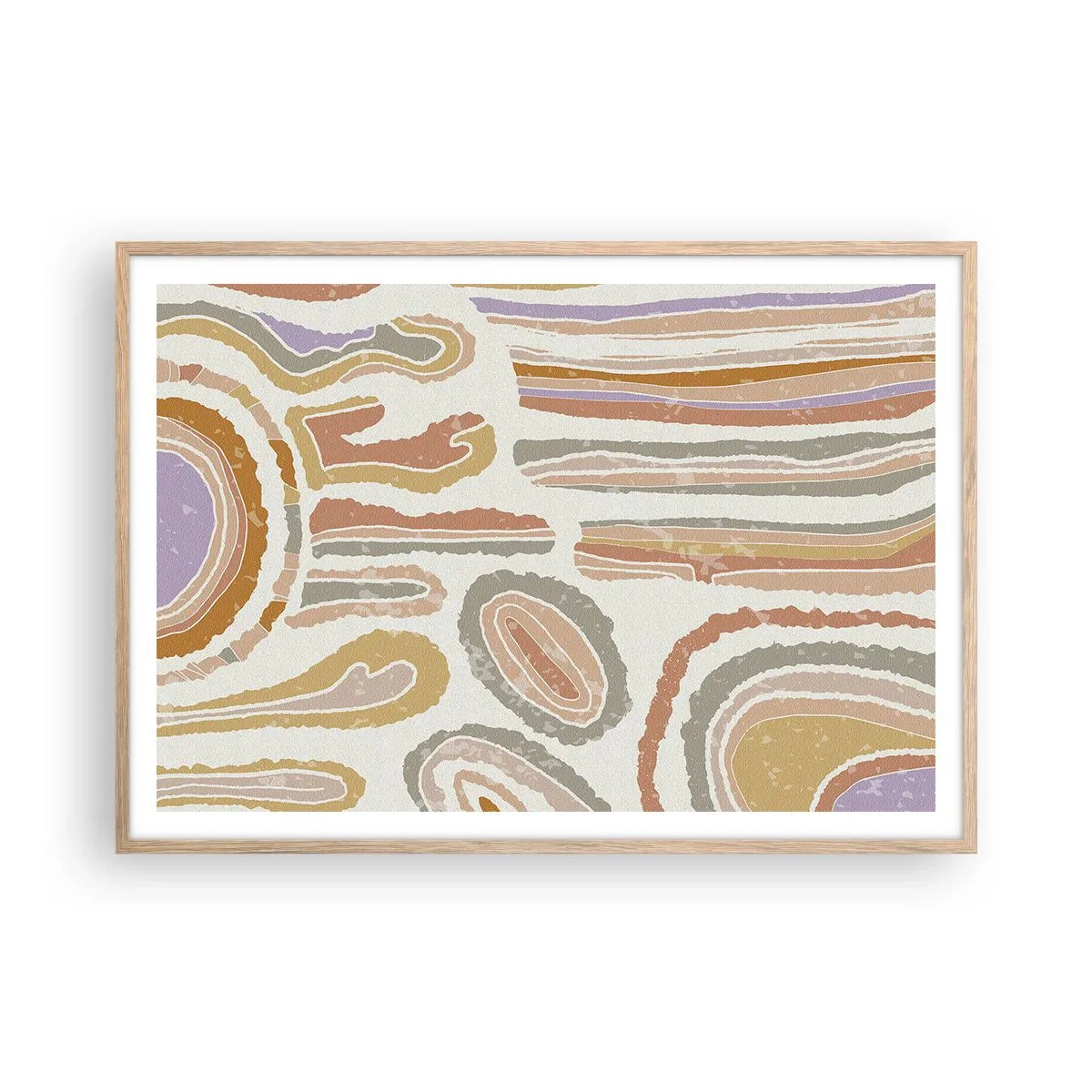 Póster en marco roble claro - Cortes transversales llenos de color - 100x70 cm