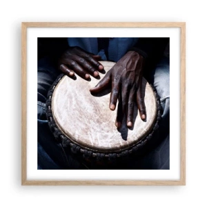 Póster en marco roble claro - Vive a tu ritmo - 50x50 cm