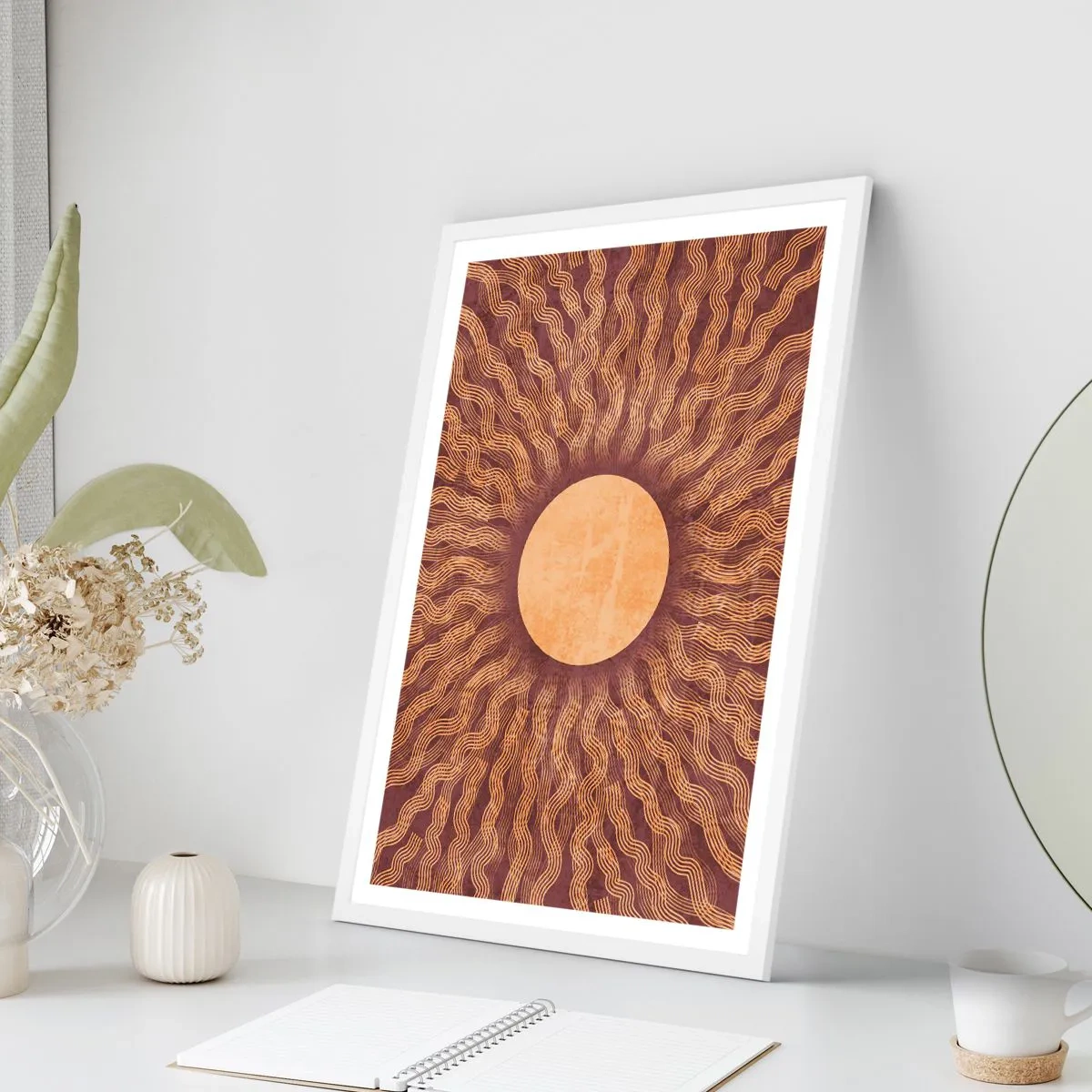 Póster en marco blanco - Icono del sol - 30x40 cm