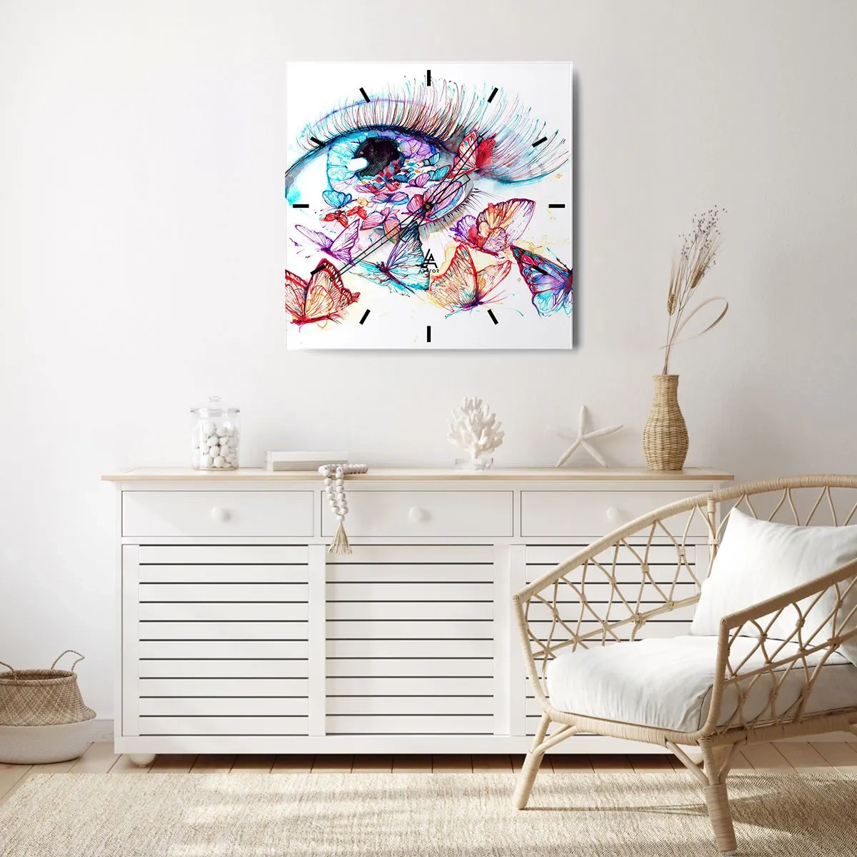 Reloj de pared - Reloj de vidrio - El encanto de los ojos de cuento de hadas - 30x30 cm