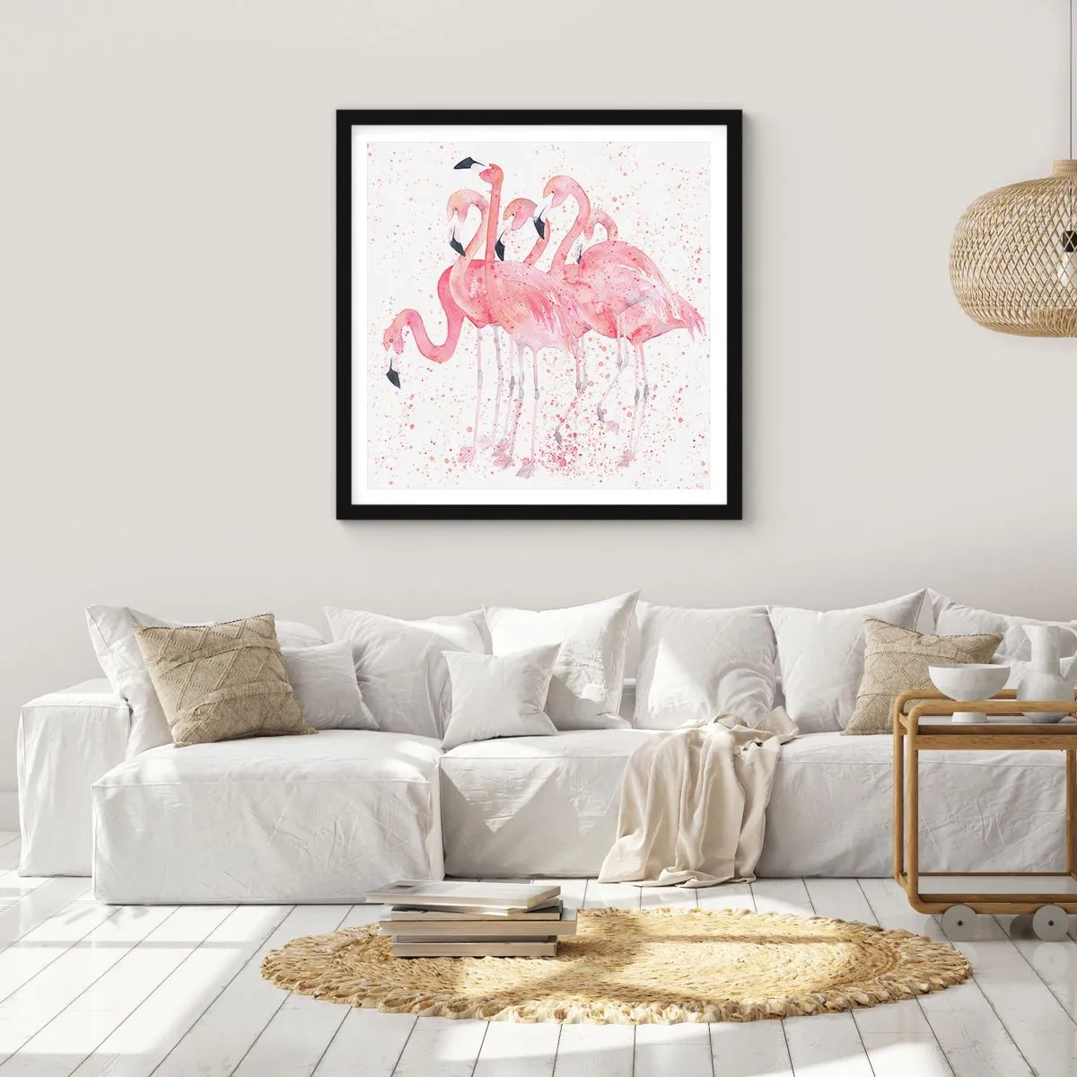 Póster en marco negro - Asamblea rosa - 30x30 cm