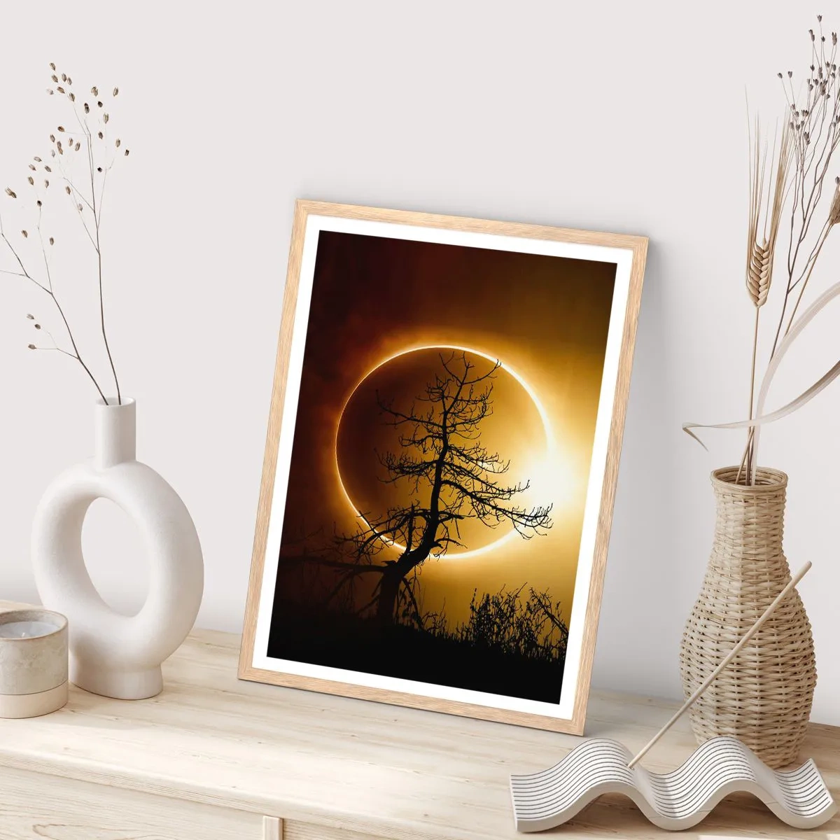 Póster en marco roble claro - Eclipse total - 70x100 cm