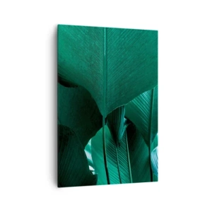 Cuadro sobre lienzo - Impresión de Imagen - Hojas verdes en una composición minimalista. - 70x100cm - De cara a la luz - Decoración de pared moderna para salón y dormitorio ARTTOR