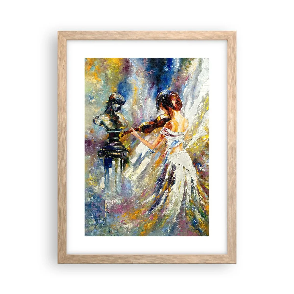 Póster en marco roble claro - Revivir con sentimiento - 30x40 cm