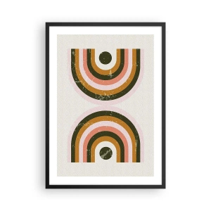 Póster en marco negro - Composición geométrica en estilo retro - 50x70cm - Abstracción gemela - Decoración de pared moderna para salón y dormitorio ARTTOR