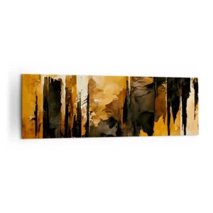 Cuadro sobre lienzo - Impresión de Imagen - Rayas abstractas doradas y negras en una composición artística - 160x50cm - Armonía de negro y oro - Decoración de pared moderna para salón y dormitorio ARTTOR