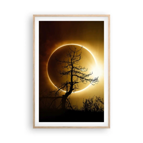 Póster en marco roble claro - Eclipse total - 61x91 cm