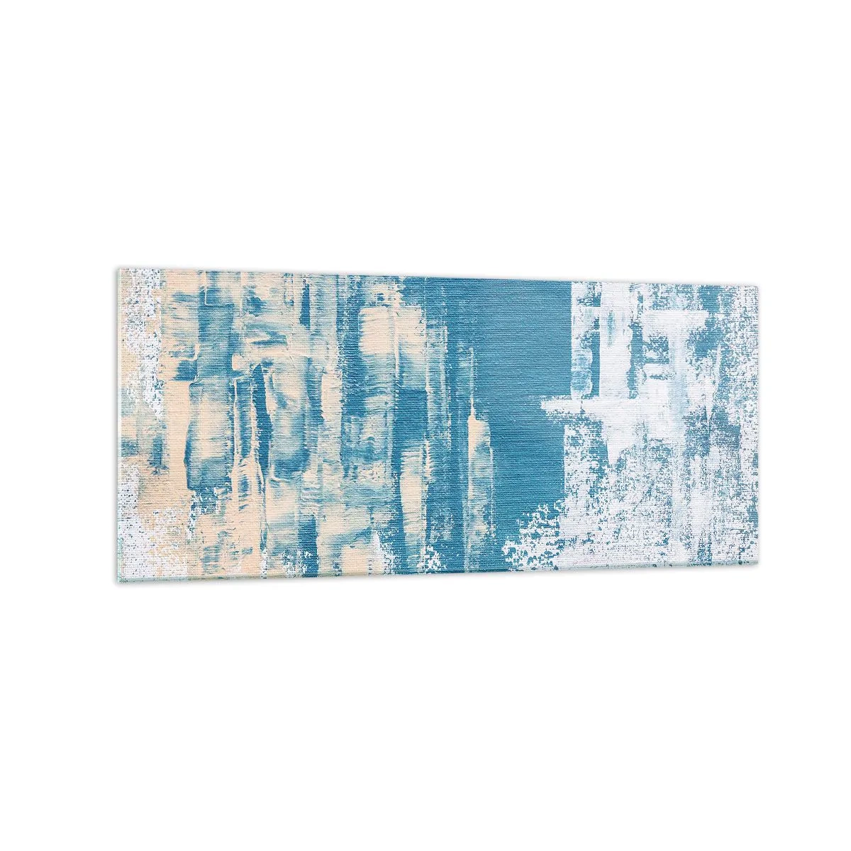 Cuadro sobre vidrio - Impresiones sobre Vidrio - Composición abstracta en tonos azules y blancos. - 120x50cm - A través de un carámbano - Decoración de pared moderna para salón y dormitorio ARTTOR