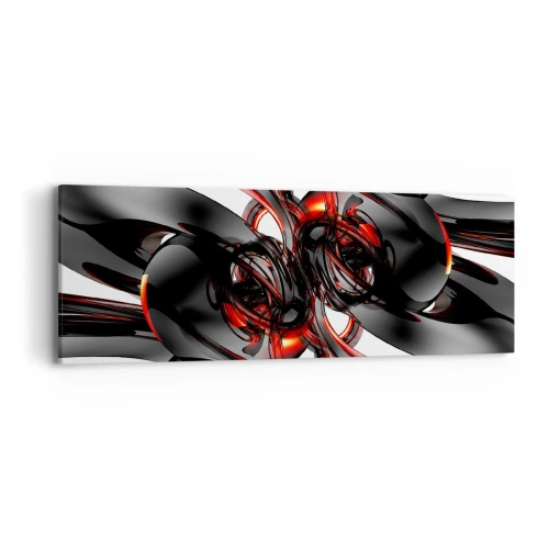 Cuadro sobre lienzo - Impresión de Imagen - Movimiento en grafito y rojo - 90x30 cm